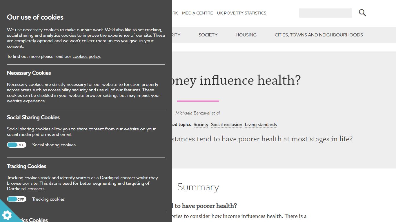 How does money influence health? | JRF