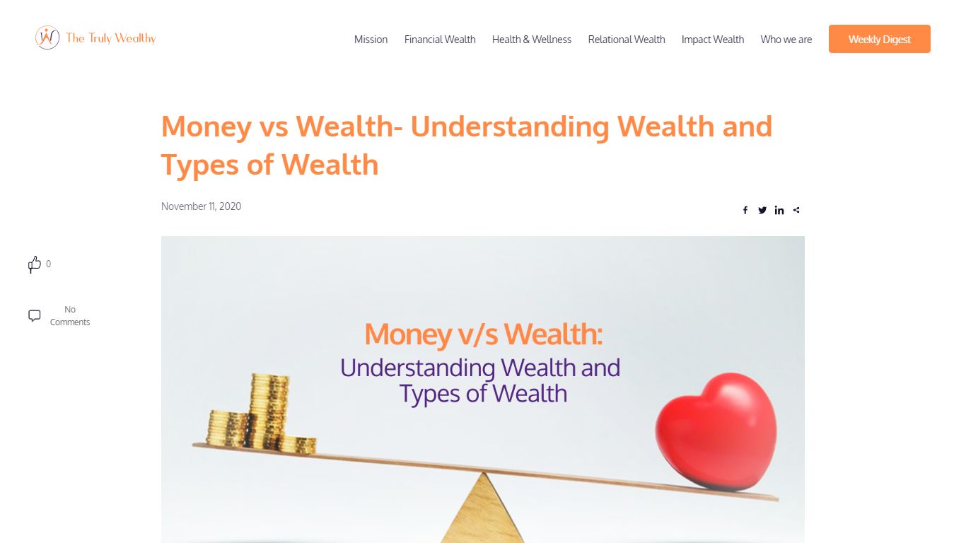 Money vs Wealth- Understanding Wealth and Types of Wealth